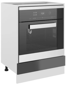 vidaXL Ντουλάπι για Φούρνο Γυαλιστερό Γκρι 60x46x81,5 εκ. Μοριοσανίδα