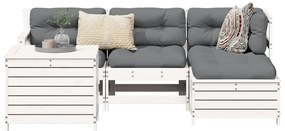 vidaXL Σετ Σαλόνι Κήπου 5 Τεμαχίων Λευκά από Μασίφ Ξύλο Πεύκου