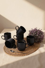 Stewehome Σετ 6 τεμαχίων ματ μαύρα κεραμικά κούπες Μαύρο