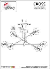 Φωτιστικό Οροφής - Πλαφονιέρα KQ S0982-6 CROSS BLACK AND GOLD CEILING Ε3