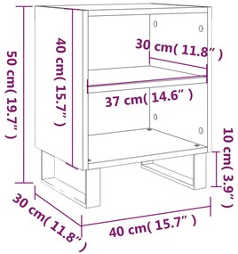 Κομοδίνα 2 τεμ. Γκρι Σκυρ. 40x30x50 εκ. από Επεξεργασμένο Ξύλο - Γκρι