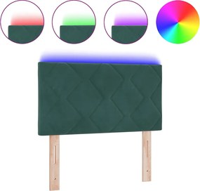 vidaXL LED κεφαλάρι Σκούρο Πράσινο 80 cm Τεχνητό Δέρμα