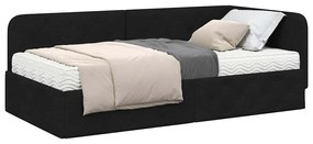 vidaXL Κρεβάτι Γωνίας με στρώμα με κεφαλάρι Μαύρο 90 x 200 cm ύφασμα