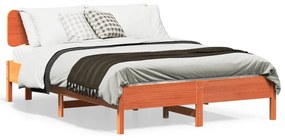 vidaXL Σκελετός Κρεβ. Χωρίς Στρώμα Καφέ Κεριού 135x190 εκ Μασίφ Πεύκο