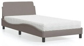 vidaXL Κρεβάτι με Στρώμα Taupe 100 x 200 εκ. Υφασμάτινο