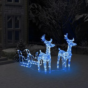 vidaXL Τάρανδοι Χριστουγεννιάτικοι με Έλκηθρο 130 εκ. 160 LED Ακρυλικό