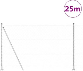 vidaXL Στύλος Περιφράξεων Ασημί 25 x 1,4 μ (50 mm πλέγμα) Ατσάλι