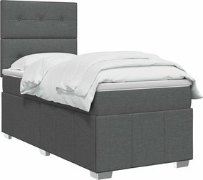 vidaXL Κρεβάτι box spring με στρώμα Σκούρο Γκρι 80 x 200 cm Ύφασμα