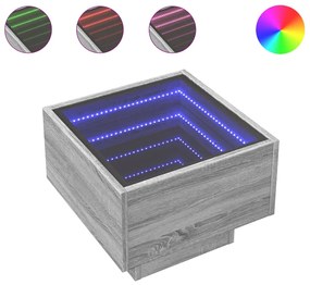 vidaXL Τραπέζι Βοηθητικό με LED Δρυς 40x40x30 εκ. Επεξεργασμένο Ξύλο