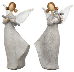 Φιγούρα Άγγελοι 'Nancy' Πολυ Γκρι 6x10x17cm 2Τμχ-05160884