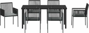 vidaXL Σέτ φαγητού για κήπο 7 pcs Μαύρο Ράτα PE
