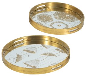 Artekko Tray Διακοσμητικός Δίσκος με Καθρέπτη Πλαστικό Γυαλί Χρυσό (45x45x4)cm Σετ/2 Artekko 86740