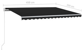Τέντα Συρόμενη Αυτόματη με Στύλους Ανθρακί 4,5 x 3,5 μ. - Ανθρακί