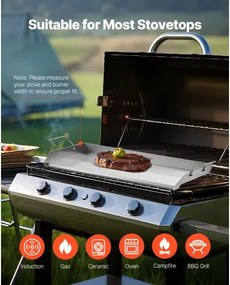 VEVOR 32x16 in Flat Top Griddle Stainless Steel Universal BBQ Grill Pan Cookware