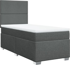 vidaXL Κρεβάτι Boxspring με Στρώμα Σκούρο Γκρι 90x200 εκ. Υφασμάτινο