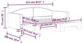 Καναπές Κρεβάτι Συρόμενος Σκούρο Γκρι 90 x 190 εκ. Ύφασμα - Γκρι