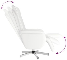 vidaXL Πολυθρόνα Μασάζ Ανακλινόμενη με Υποπόδιο Λευκή Συνθετικό Δέρμα