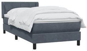 vidaXL Κρεβάτι Boxspring με Στρώμα Σκούρο Πράσινο 100x210εκ. Βελούδινο