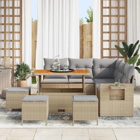 vidaXL Σετ Καναπέ Κήπου 9 pcs Μπεζ συνθετικό ρατάν