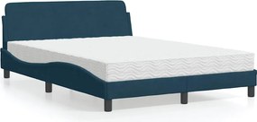 vidaXL Κρεβάτι με Στρώμα Dover Μπλε 140x190 εκ. Βελούδινο