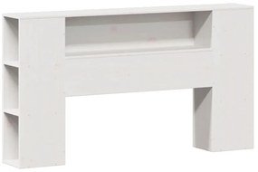 Κρεβάτι Βιβλιοθήκη Χωρίς Στρώμα Λευκό 135x190 εκ Μασίφ Πεύκο - Λευκό