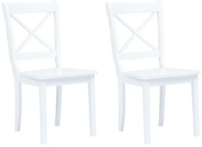 vidaXL Καρέκλες Τραπεζαρίας 2 τεμ. Λευκές Μασίφ Ξύλο Καουτσουκόδεντρου