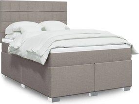 vidaXL Κρεβάτι Boxspring με Στρώμα Taupe 140x200 εκ. Υφασμάτινο