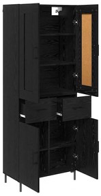 vidaXL Highboard με συρτάρι 2 pcs Μαύρη Οξυά Επεξεργασμένο ξύλο