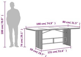 ΤΡΑΠΕΖΙ ΚΗΠΟΥ ΜΕ ΓΥΑΛΙΝΗ ΕΠΙΦΑΝΕΙΑ ΓΚΡΙ 190X80X74 ΕΚ ΣΥΝΘ.ΡΑΤΑΝ 365306