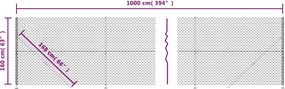 vidaXL Συρματόπλεγμα Περίφραξης Ανθρακί 1,6 x 10 μ. με Βάσεις Φλάντζα