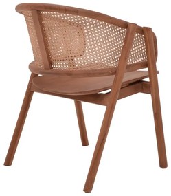 Καρέκλα - Πολυθρόνα Anlene σκελετός teak ξύλο σε καρυδί απόχρωση με rattan σε μπεζ απόχρωση 62x54x82εκ 62x54x82 εκ.