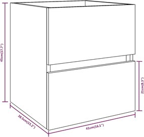 vidaXL Ντουλάπι Νιπτήρα Καπνιστή Δρυς 41x38,5x45 εκ. Επεξεργ. Ξύλο
