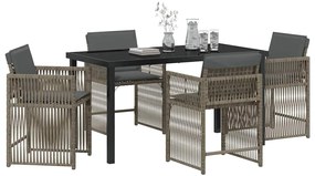 vidaXL Σέτ φαγητού για κήπο 5 pcs Γκρι συνθετικό ρατάν