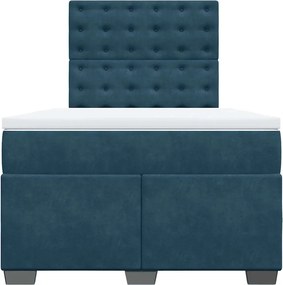 vidaXL Κρεβάτι Boxspring με Στρώμα Μπλε 120x190 εκ. Βελούδινο