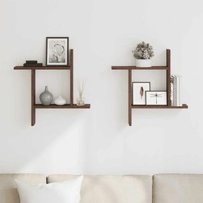 vidaXL Ραφιέρες Τοίχου 2 τεμ. Καφέ Δρυς 50x12x50εκ. Επεξεργασμένο Ξύλο