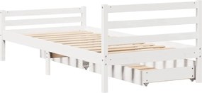 vidaXL Σκελετός Κρεβατιού Χωρίς Στρώμα Λευκό 100x200 εκ. Μασίφ Πεύκο