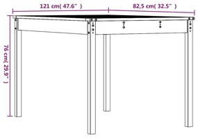 ΤΡΑΠΕΖΙ ΚΗΠΟΥ ΓΚΡΙ 121X82,5X76 ΕΚ. ΑΠΟ ΜΑΣΙΦ ΞΥΛΟ ΠΕΥΚΟΥ 823971