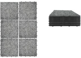 Πλακάκια Δαπέδου Μαύρο Πέτρα 30.5x30.5x2cm 6Τμχ