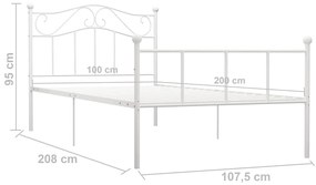 vidaXL Πλαίσιο Κρεβατιού Λευκό 100 x 200 εκ. Μεταλλικό