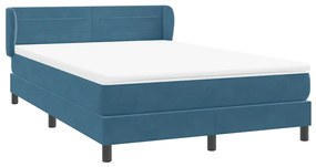 vidaXL Κρεβάτι Boxspring με Στρώμα Σκούρο Μπλε 140x210 εκ. Βελούδινο