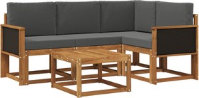 vidaXL Σειρά Καναπέ Εξωτερικού 5 pcs Φυσικό και Ανθρακί Πολυεστέρας
