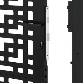 Πύλη κήπου Μαύρη 105x130 cm Ατσάλινος σταυρός σχεδιασμού - Μαύρο