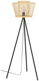 Φωτιστικό Δαπέδου Hykeham 43855 Φ38x129,5cm 1xΕ27 40W Natural-Black Eglo Steel,Wood