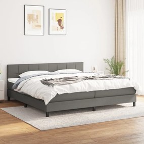 Κρεβάτι Boxspring με Στρώμα Σκούρο Γκρι 180x200 εκ Υφασμάτιν - Γκρι