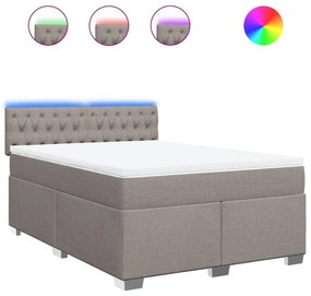 vidaXL Κρεβάτι Boxspring με Στρώμα Taupe 140x190 εκ. Υφασμάτινο