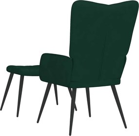 vidaXL Πολυθρόνα Relax Σκούρο Πράσινο Βελούδινη με Σκαμπό