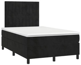 vidaXL Κρεβάτι Boxspring με Στρώμα & LED Μαύρο 120x190 εκ. Βελούδινο