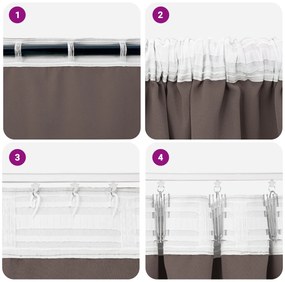 vidaXL Κουρτίνες συσκότισης με κουρτίνες 2 pcs Σκούρο καφέ Σκούρο καφέ