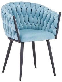 Καρέκλα Vivian σιέλ βελούδο-πόδι μαύρο μέταλλο 61x55x80εκ 2αδα 61x55x80 εκ.