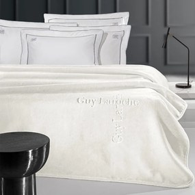 Κουβέρτα Βελουτέ Μονή (160x220) Guy Laroche Logo Ivory